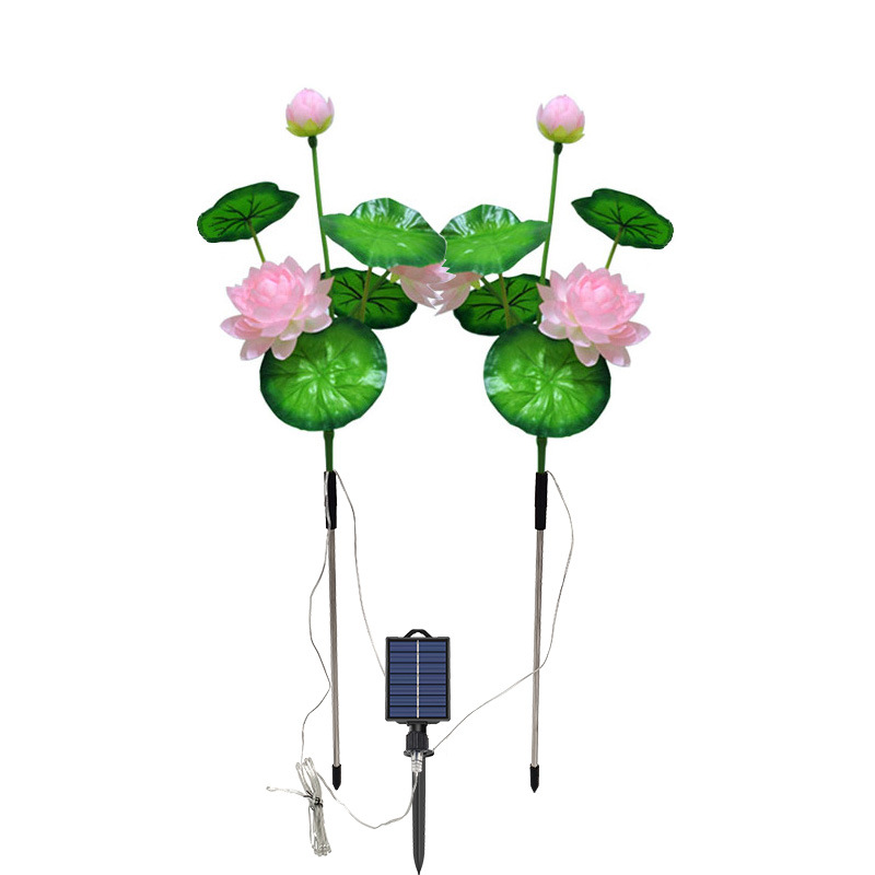 Three solar-powered lotus lamps, LED solar lotus lamps, lawn ground insertion lamps, simulated flower lamps and pole lamps pic 4