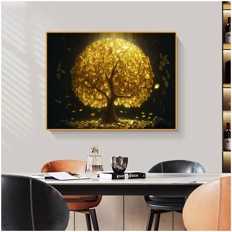 发财树晶瓷铝合金镶钻画装饰画客厅沙发背景墙壁画现代轻奢挂画芯详情2