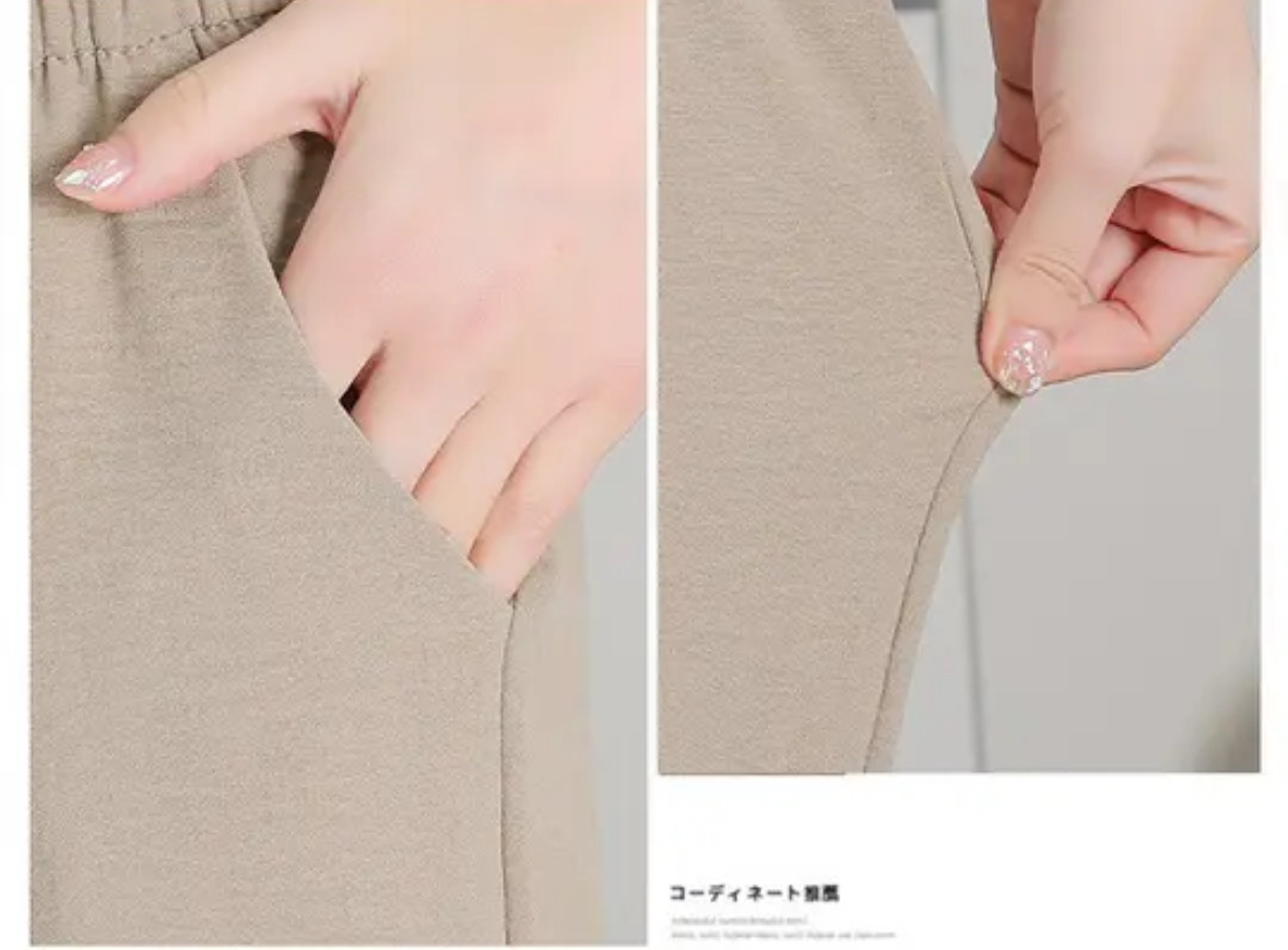 2024夏季薄款冰丝皱宽松百搭垂感哈伦裤女中老年九分款妈妈休闲裤详情9