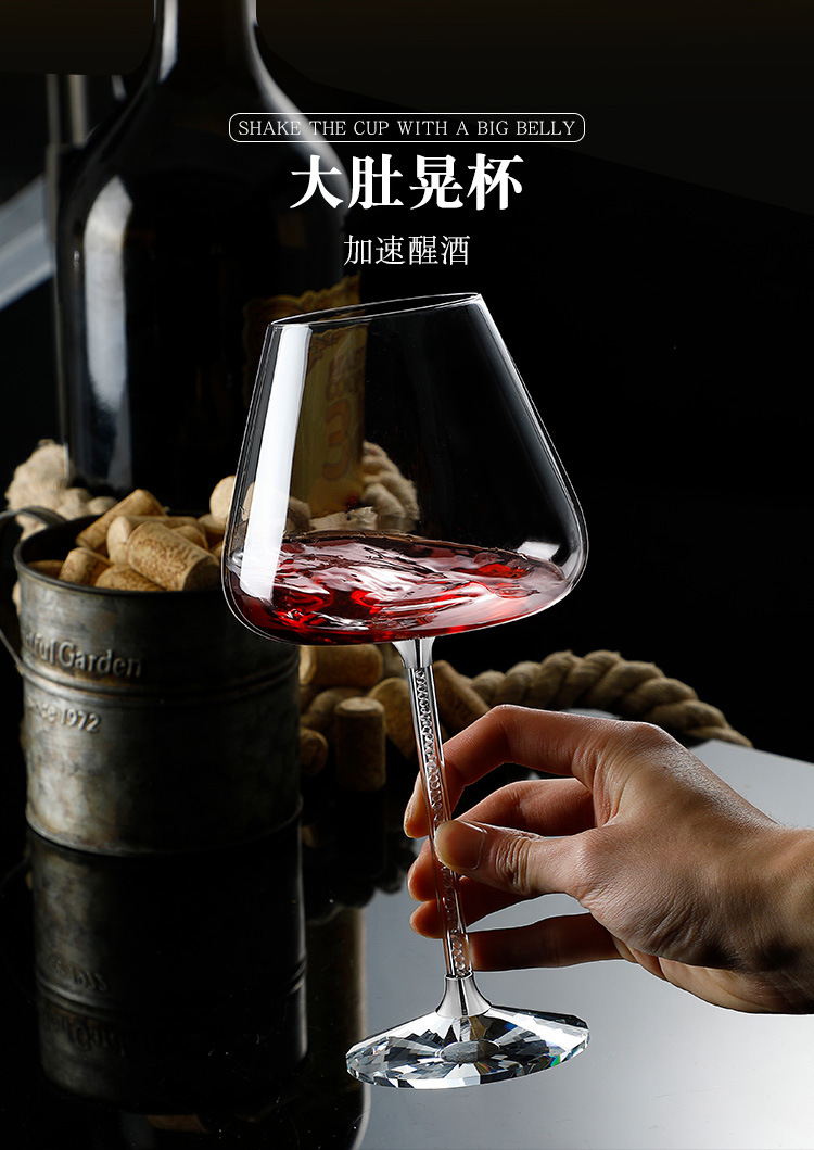 Crystal glass highball glasses with diamonds, red wine glasses for home use, champagne glasses with gold foil, wine glasses with large bellies, wholesale from manufacturers pic 2
