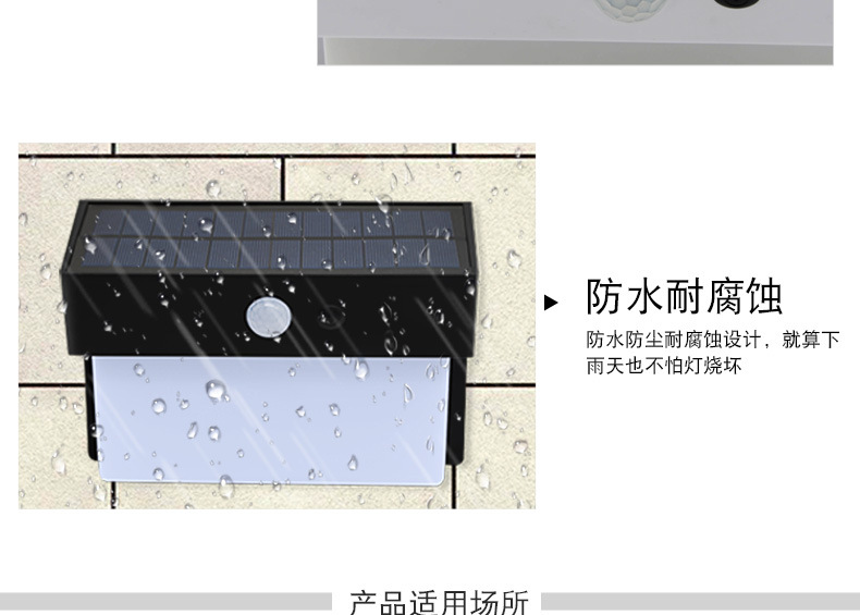 Cross-border solar landscape light, outdoor courtyard human body sensor light, led solar wall lamp N768 pic 9