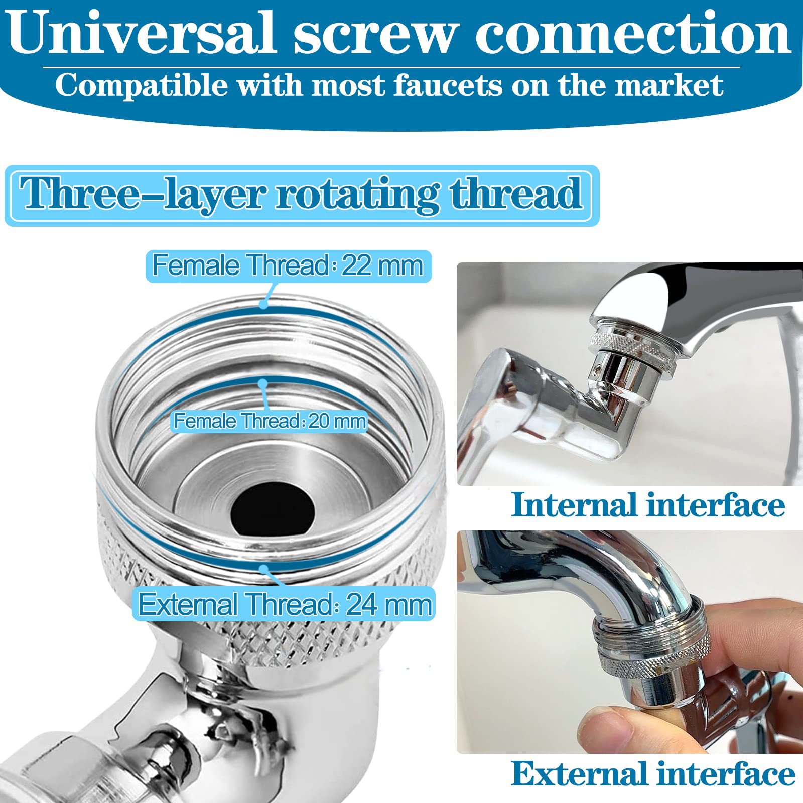Mechanical arm universal faucet aerator, washbasin, 1080-degree rotating faucet, bathroom splash-proof faucet for washing up pic 3