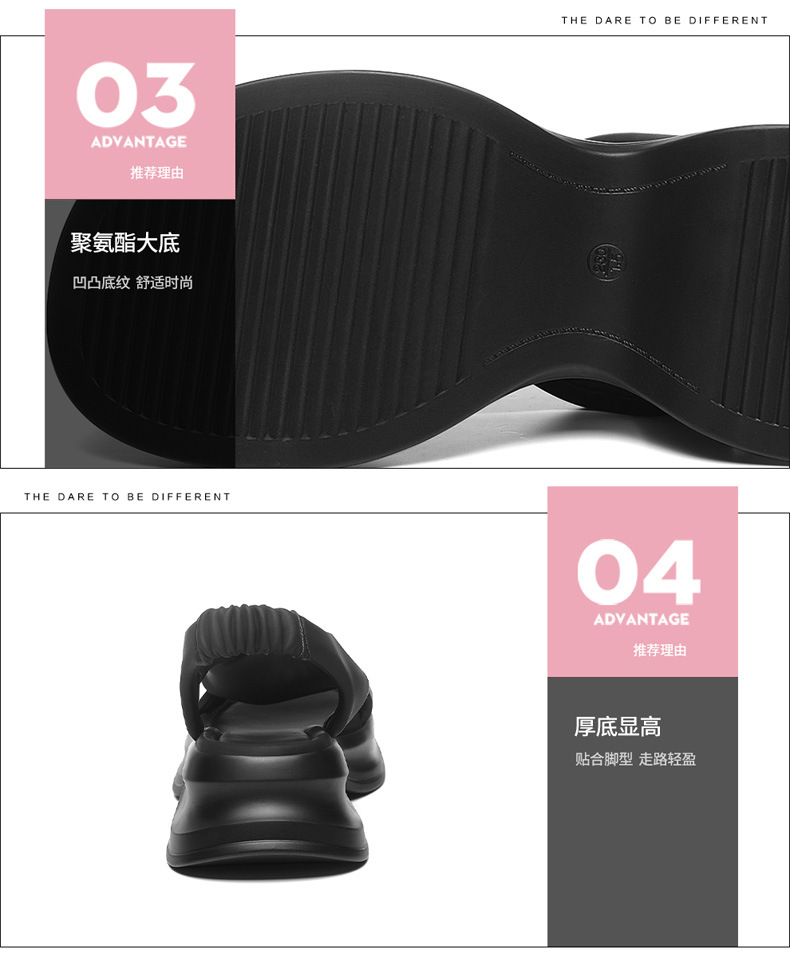 凉鞋女夏季新款松糕厚底小个子沙滩鞋高级感法式配裙子罗马鞋详情17