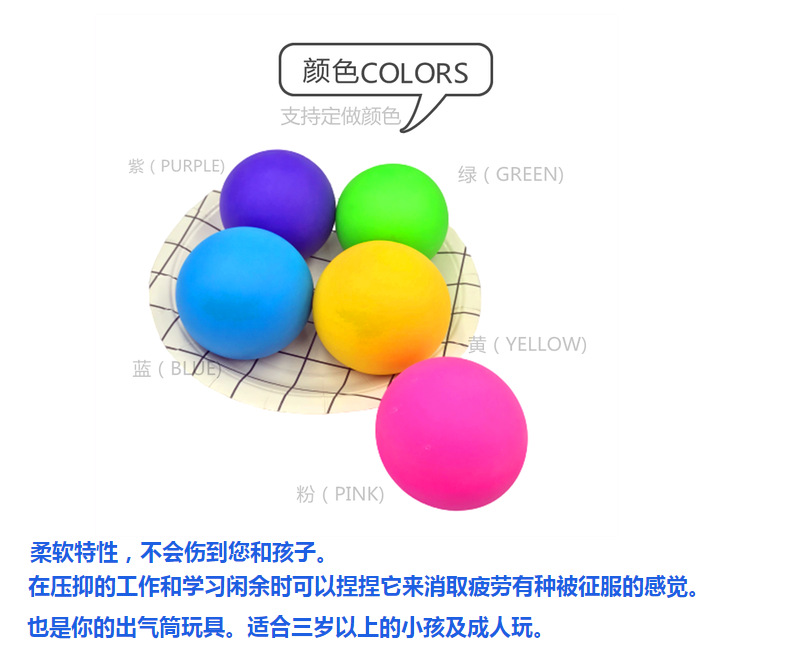 跨镜热卖儿童软胶慢回弹发泄球减压玩具面粉挤压变色捏捏乐解压球详情14