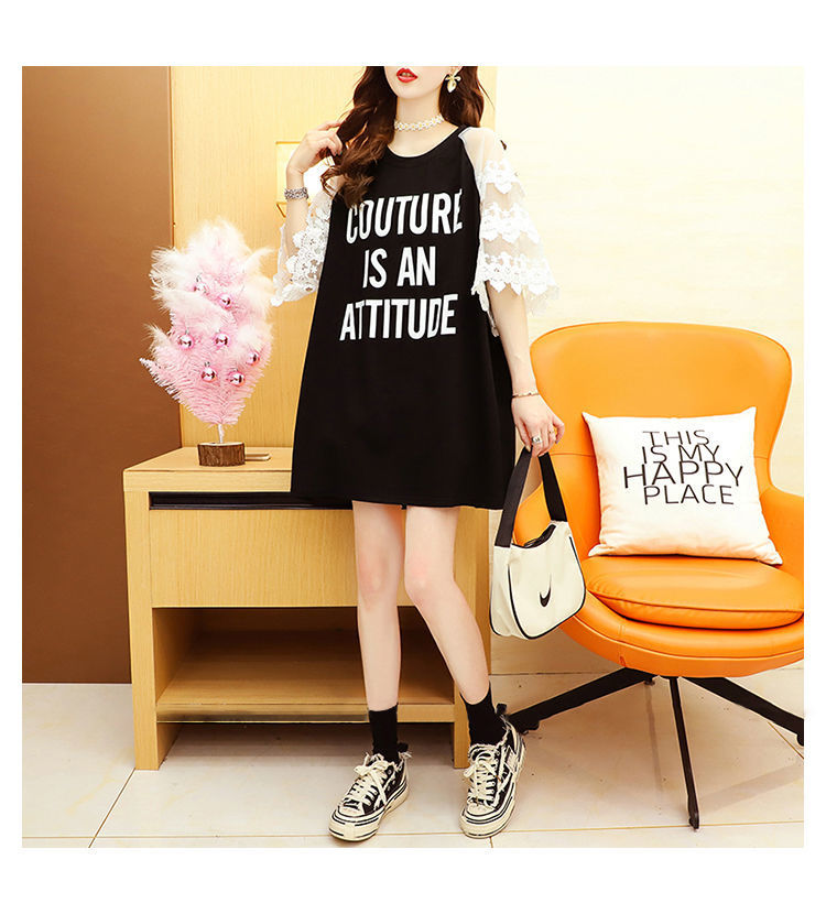 露肩小心机短袖insT恤女上衣2022新款夏季胖mm大码宽松半袖体恤衫详情8