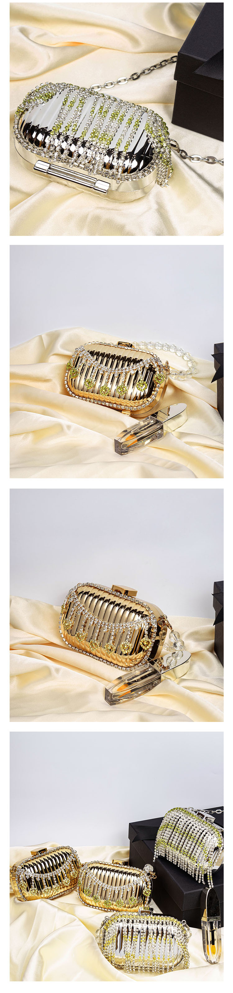 欧美跨境亚克力包2025新款时尚潮流闪钻流苏行李箱包零钱包口红包详情3