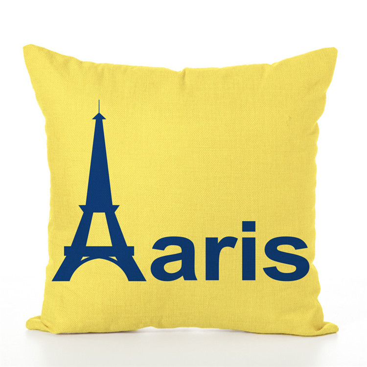 Simple letter pure background cotton and linen pillowcase, architectural print sofa cushion, throw pillow pic 4