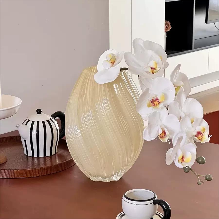 麦芽糖粉色螺旋不规则扭曲水培玻璃花瓶现代家居装饰品花器摆件详情6
