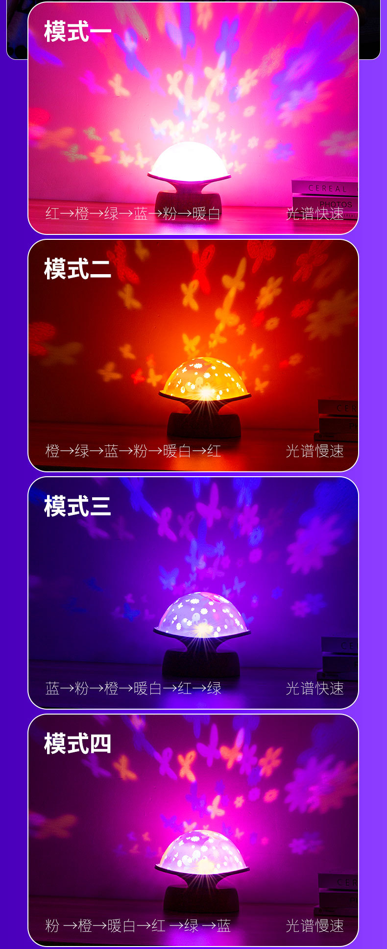 木纹蘑菇投影月光灯蓝牙音箱灯七彩氛围灯摆件桌面幻彩创意生日礼物跨境女生详情6