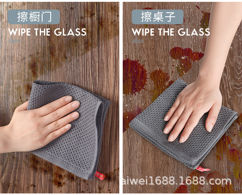 Pure cotton honeycomb absorbent thickened cloth, all-cotton waffle kitchen cleaning dishcloth, towel, scouring pad, square towel, face towel pic 13