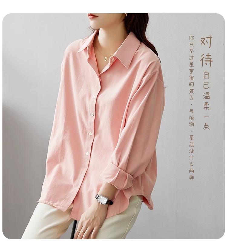 2024秋季纯色衬衫女休闲时尚百搭衬衣韩系通勤外套上衣详情10