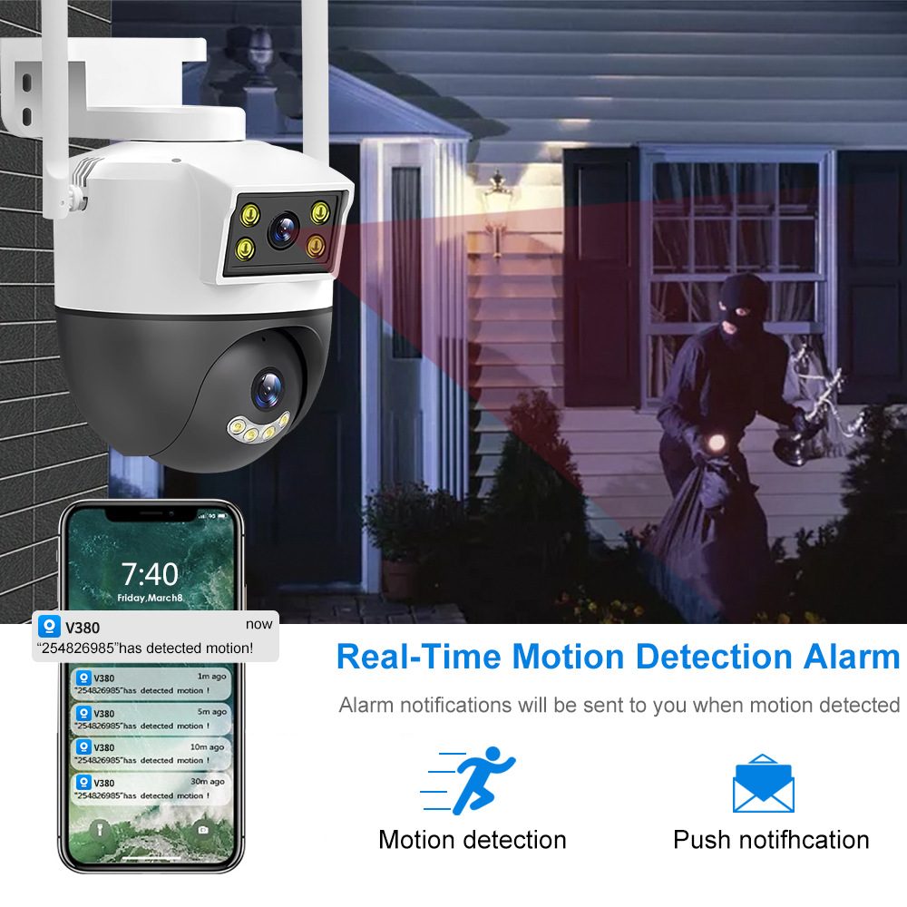 Dual-camera gun head linkage with mobile phone remote home indoor and outdoor high-definition night vision 360-degree waterproof intelligent monitoring pic 5
