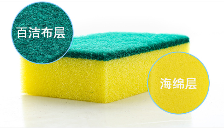 Wholesale waist-shaped high-density impregnated rubber and sand-containing double-sided dishwashing sponges, scrubbing POTS, scouring pads and cleaning sponge blocks from the manufacturer pic 15