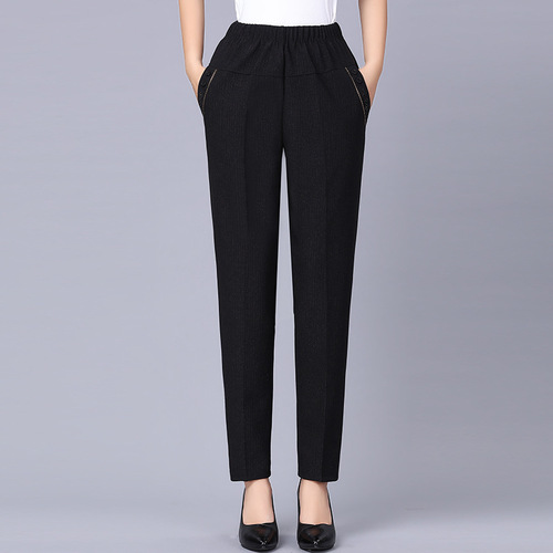 Summer eight-inch pants for middle-aged and elderly women, high-waisted loose spring wear, thin mom pants, casual pants, straight-leg pants for middle-aged women pic 18