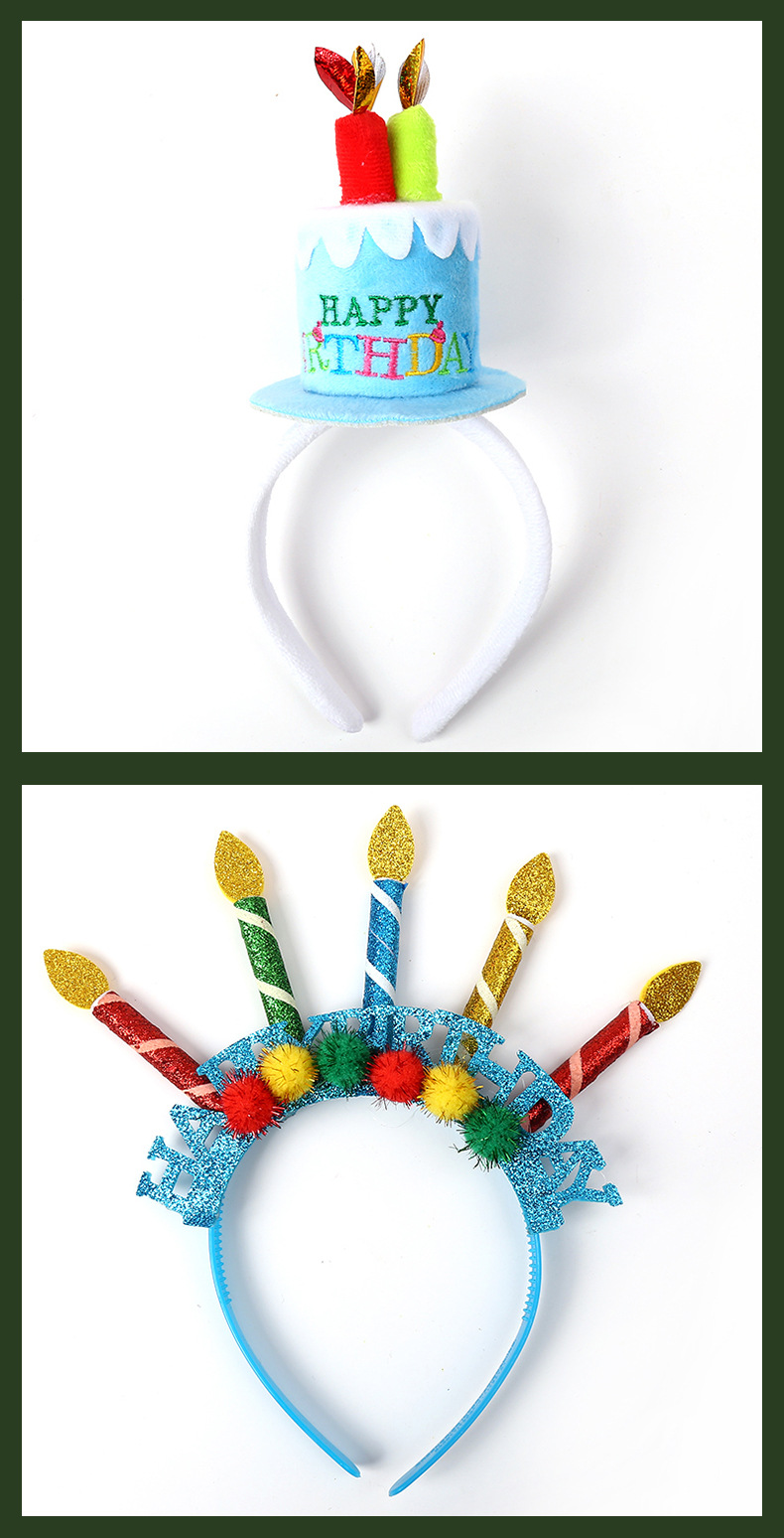可爱儿童生日蜡烛蛋糕头箍 happybirthday字母派对拍照发箍头饰详情11