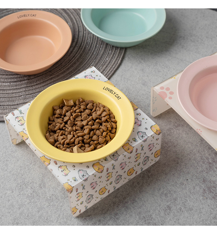 Korean acrylic cat and dog bowl stand, pet dining table, cartoon colorful cat and dog bowls, bd pet bowls, flying saucer bowls pic 12