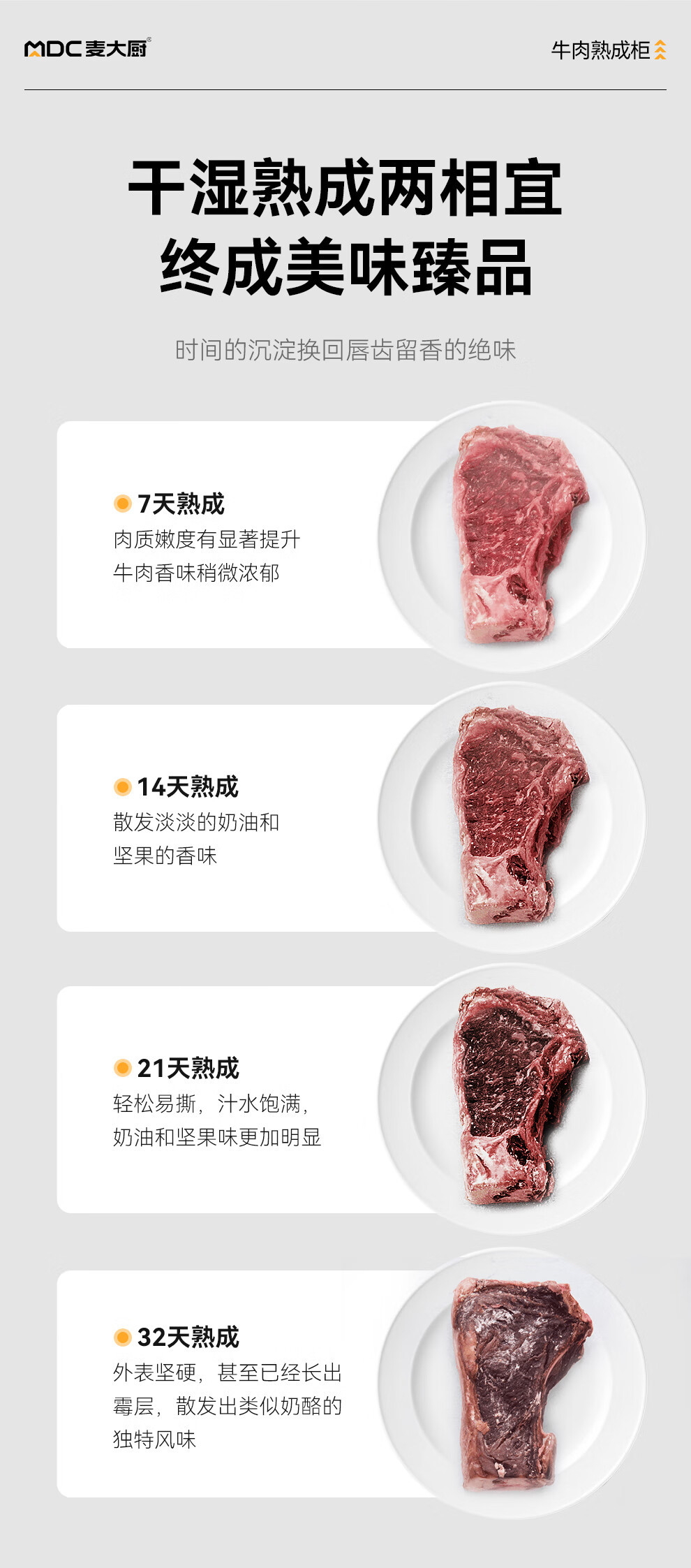 麦大厨家用牛排智能冷藏柜干式恒温柜高端排酸柜牛肉熟成柜商用详情10