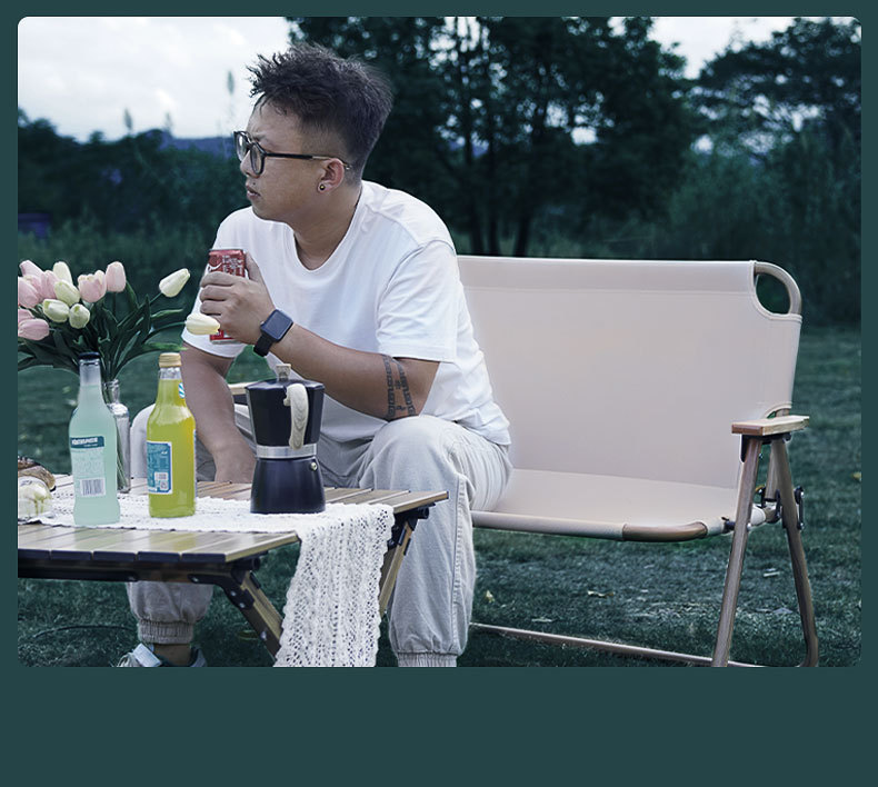 Dacheng double folding Chair, wood grain aluminum tube, Kemite Chair, multi-functional outdoor chair, Autumn Camping and Leisure chair pic 20