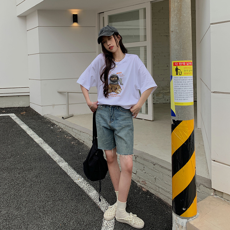 重磅纯棉短袖t恤女宽松百搭小众韩版上衣2023年夏季新款潮流女装详情27