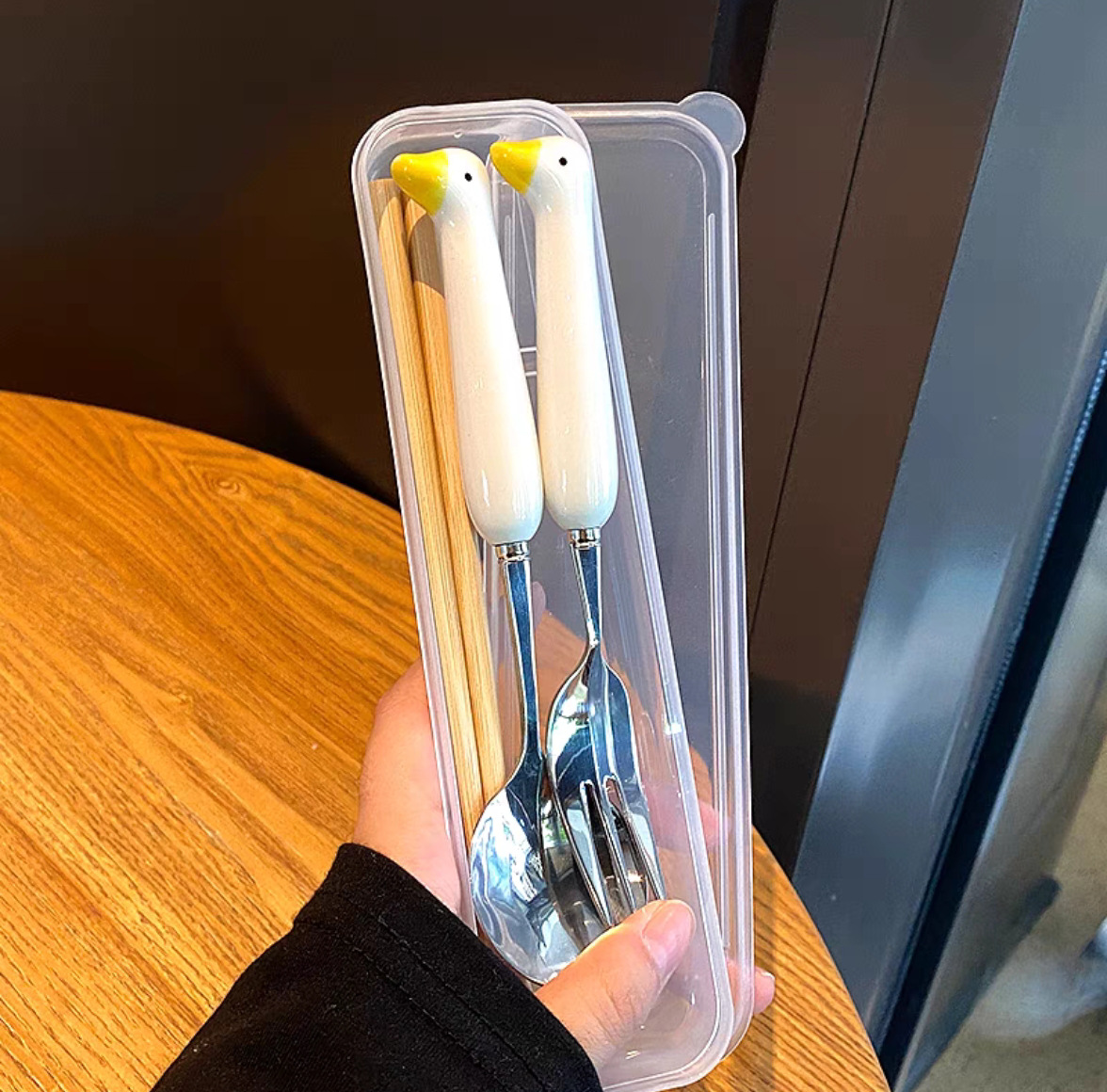 陶瓷不锈钢套装高颜值家用创意可爱筷子勺子叉子餐具便携ins风详情21