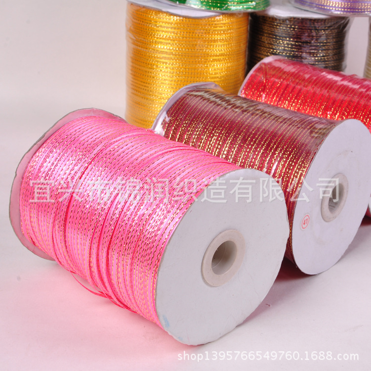 Textile tape 1 inch (0.3cm) gold edge satin ribbon multi-color manufacturer supplies woven tape gold edge satin ribbon 880 yards per tube pic 6