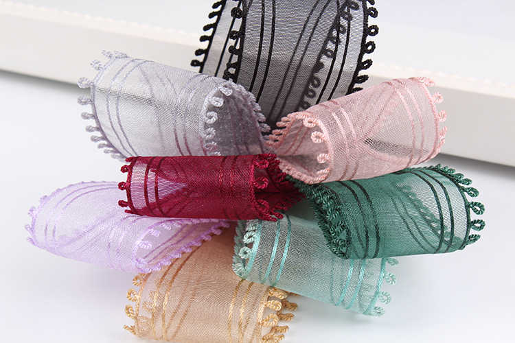 Dingxin Korean ribbon Double Ear striped snow gauze Ribbon DIY Handmade hair accessory Bow material small ear woven ribbon pic 6