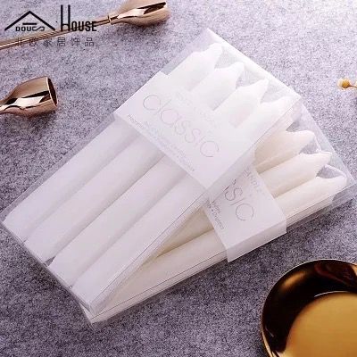 Classic European-style hotel smokeless and odorless long stick candles, romantic wedding white colored stick wax pic 6