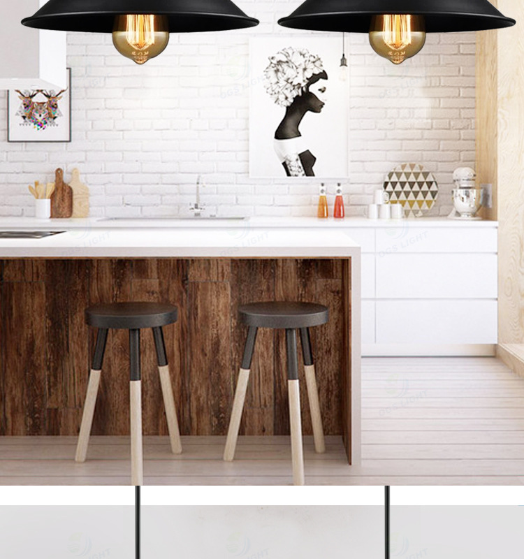 loft吊灯铁艺复古黑色现代灯简约餐厅吧台灯单头工业风酒店工程灯详情4