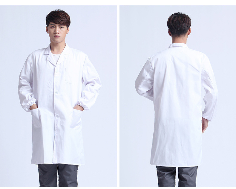 学生实验室工作服医院医生涤棉白大褂男女美容师长袖药店护工制服详情15