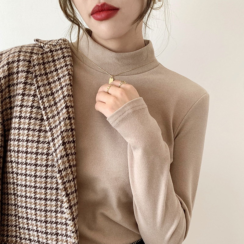 Korean hooded long-sleeved T-shirt for women 2023 autumn/Winter new style, slimming and form-fitting solid color hoodie, versatile top and base layer pic 1