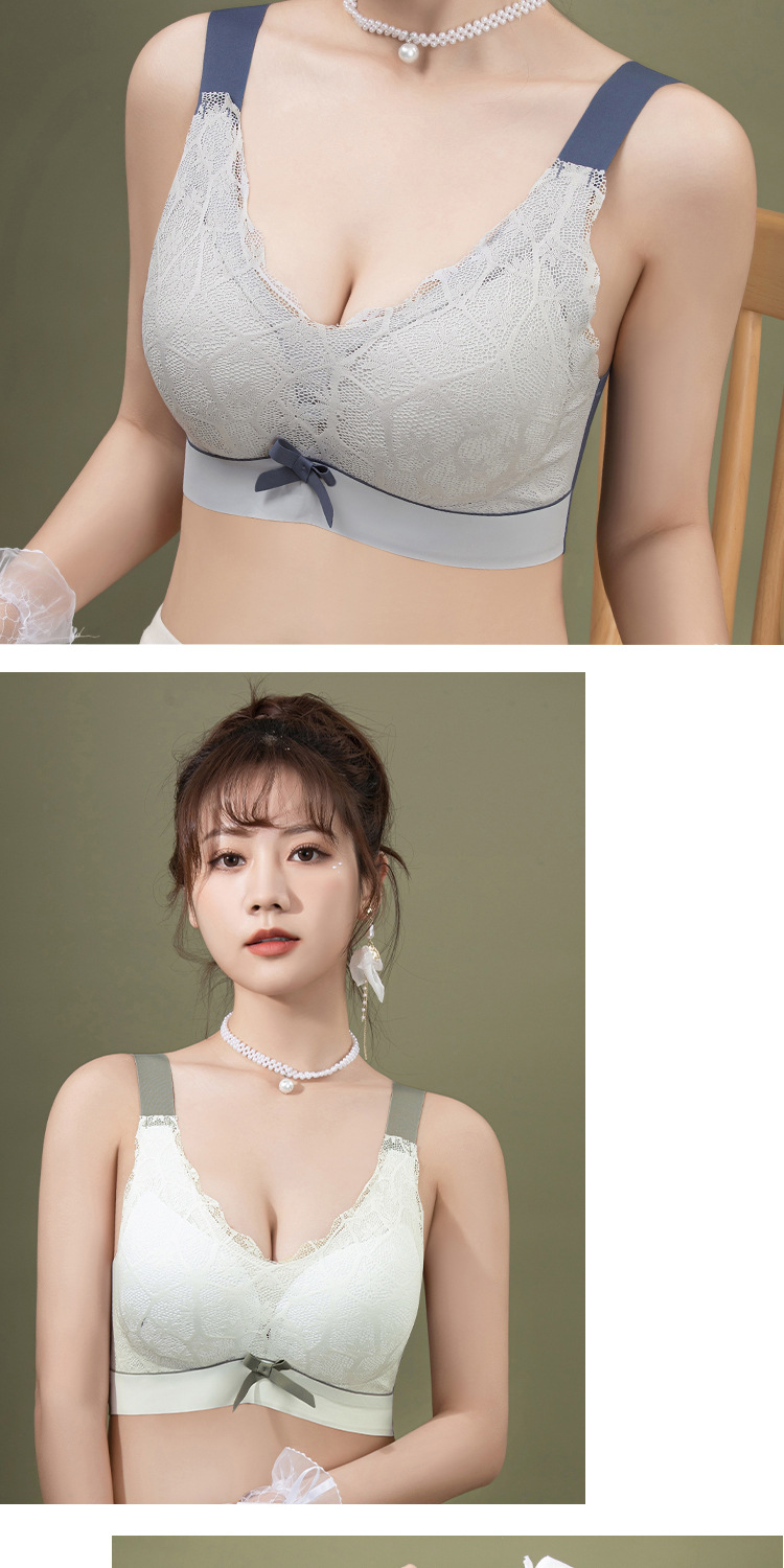 大码文胸200斤m高弹无痕蕾丝内衣女无钢圈防下垂运动睡眠薄款胸罩详情19