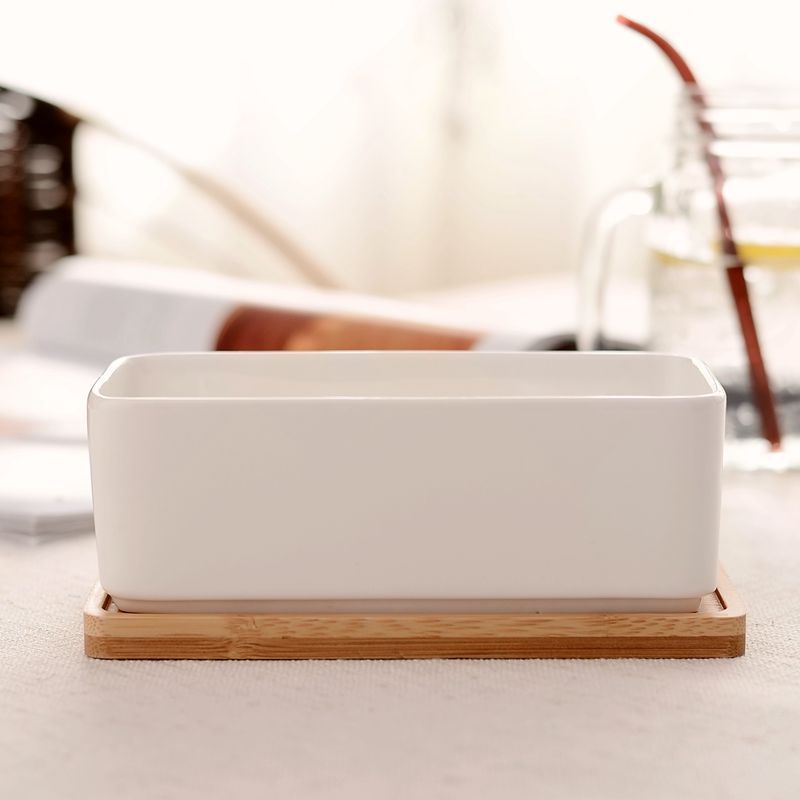 Best-selling succulent plant ceramic flowerpots, simple succulent flowerpots, creative rectangular POTS, white porcelain flowerpots pic 6