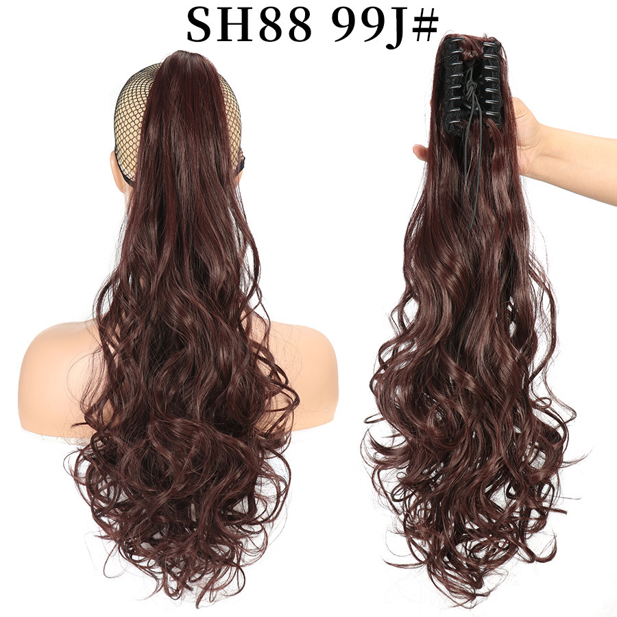 European and American style claw clip long curly hair, tiger mouth claw clip ponytail simulation wig, fluffy and natural ponytail pic 23