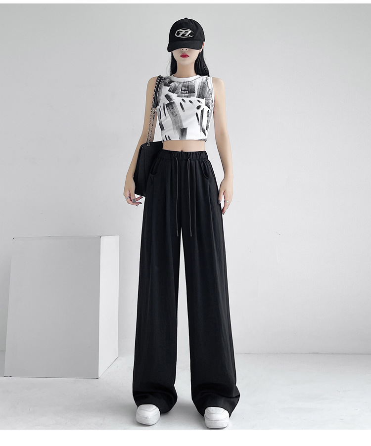 冰丝山本休闲裤女2024夏季新款高腰宽松直筒防晒垂感日系阔腿裤潮详情62