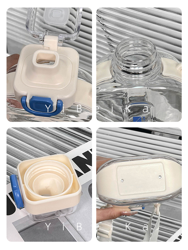 时尚简约大容量水杯创意方形运动健身杯子高颜值网红塑料水杯批发详情10