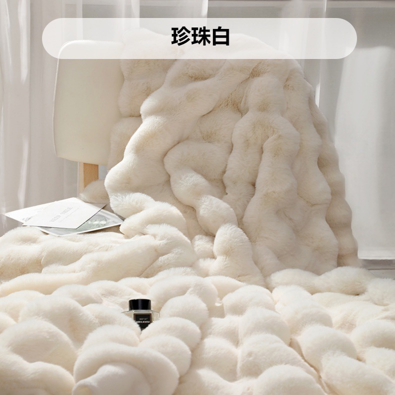 托斯卡纳毛毯加厚现代简约绒盖毯牛奶绒外贸仿獭兔毛皮毛毯子四季详情4