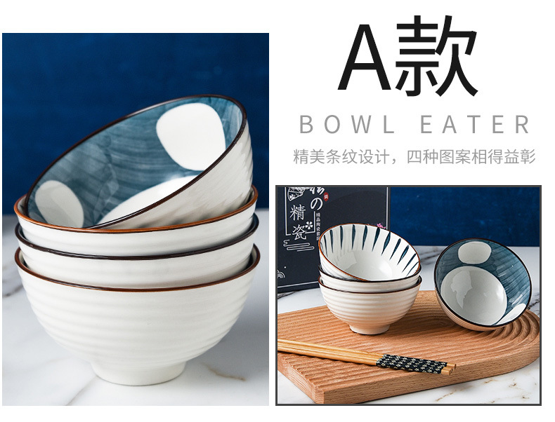 Japanese-style bowl and chopstick set, creative and practical gift, hand-painted blue and white porcelain bowl, ceramic tableware set, gift box, printed logo pic 10