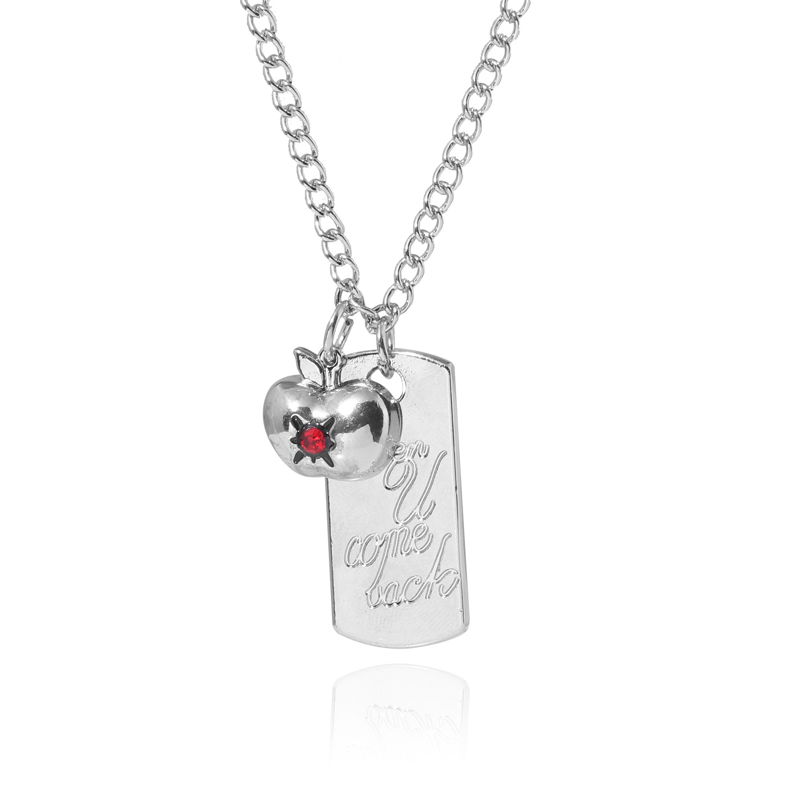 The large-sized love and Deep space Xia Yizhu necklace pendant is Xia Yizhu's fashionable silver square brand apple collarbone chain pic 21