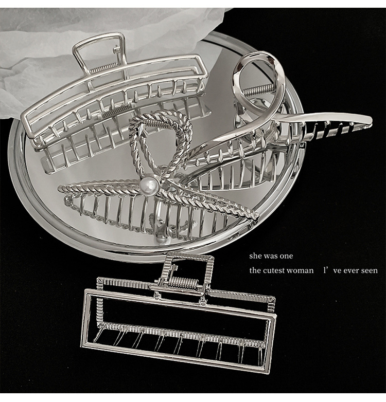 银色抓夹后脑勺金属简约气质冷淡风发夹大号高级感鲨鱼夹子头饰女详情6