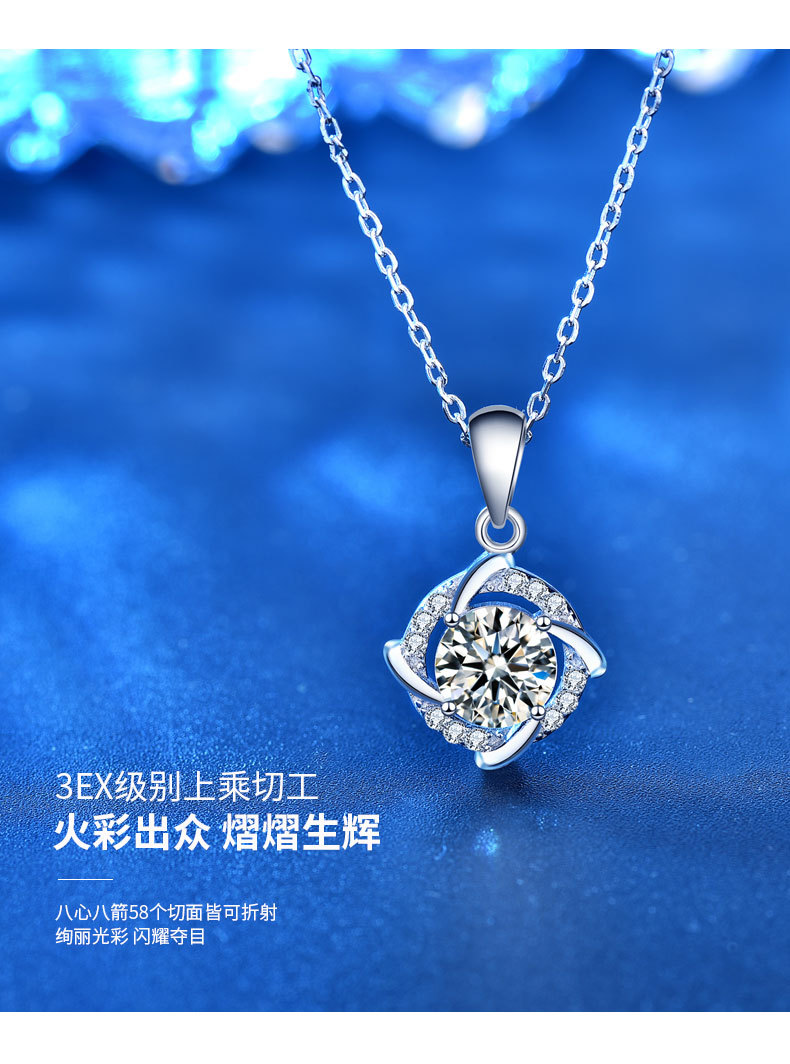 925 sterling silver windmill necklace, new Korean version for women, faux diamond Moissanite pendant, elegant collarbone neck chain accessory pic 20