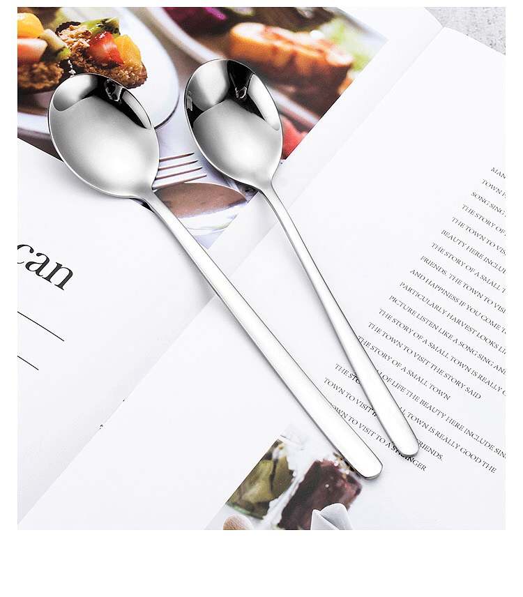 304 stainless steel spoons, Korean-style dessert spoons and forks, coffee long-handled stirring spoons, and rice soup spoons can be customized with logos pic 9