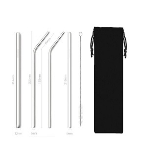 SWENO thickened 304 stainless steel straws, eco-friendly and portable, black bag straw set, customizable, portable, easy to clean, reusable, thickened stainless steel straws for outdoor and household use. pic 8