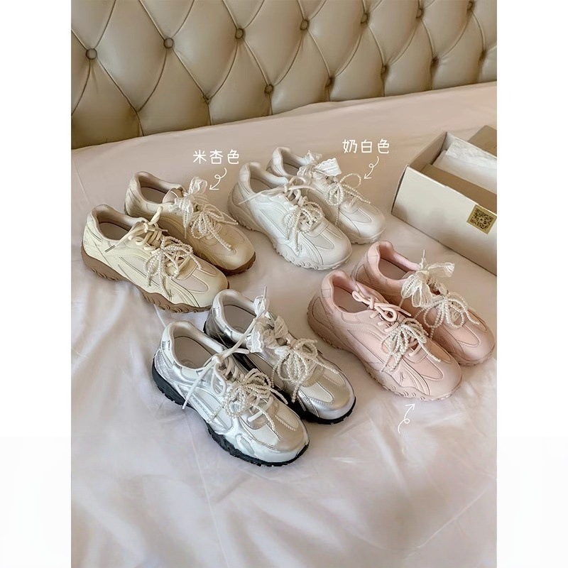 【zhike 之可】原创月牙底~蕾丝珍珠带内增高休闲阿甘鞋女德训鞋详情15