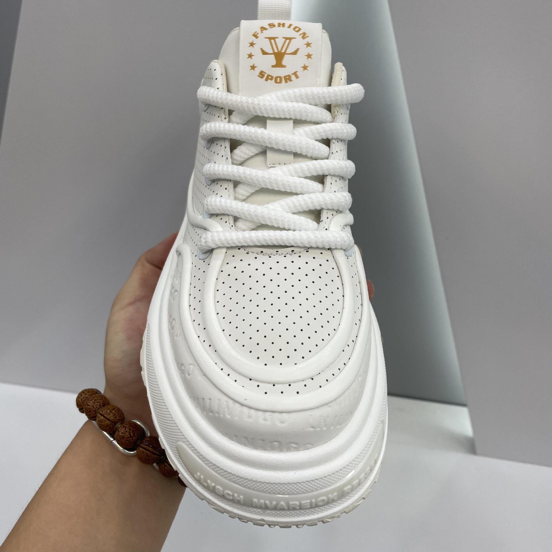 秋季新款男鞋系带低帮跑步鞋潮流鞋子增高印花时尚透气老爹鞋软底详情9