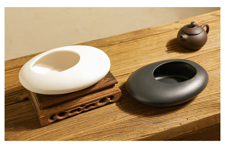 Chinese-style Zen-inspired creative ashtrays, flat-shaped oval vases, peach blossom art sets, tea room and living room soft decoration items, Ins-style home furnishings pic 13