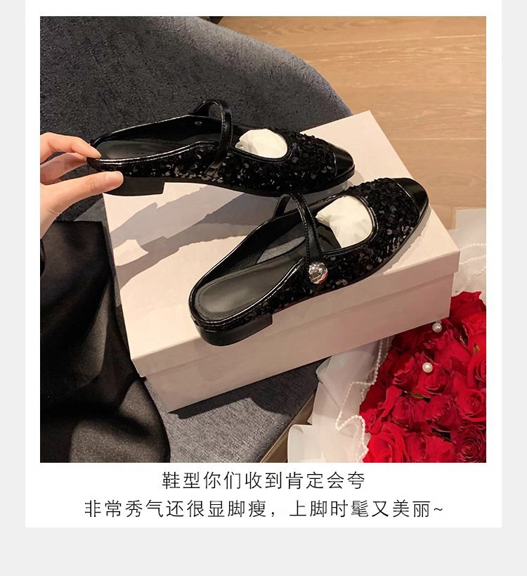 银色玛丽珍鞋亮片芭董舞鞋子真皮女鞋葡萄妈单鞋女2024春款女鞋子详情16