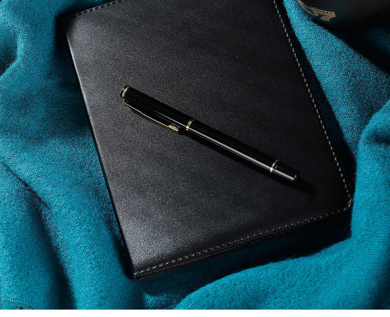 Black business cuero engrosado notebook notepad pu copia dura diario para estudiantes universitarios libro de logo al por mayor pic 6