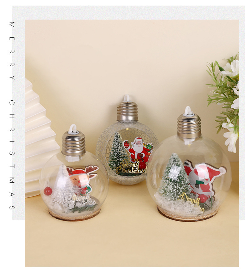 圣诞老人水晶圣诞球定制 透明圣诞球LED灯发光挂件装饰品加工定制详情9