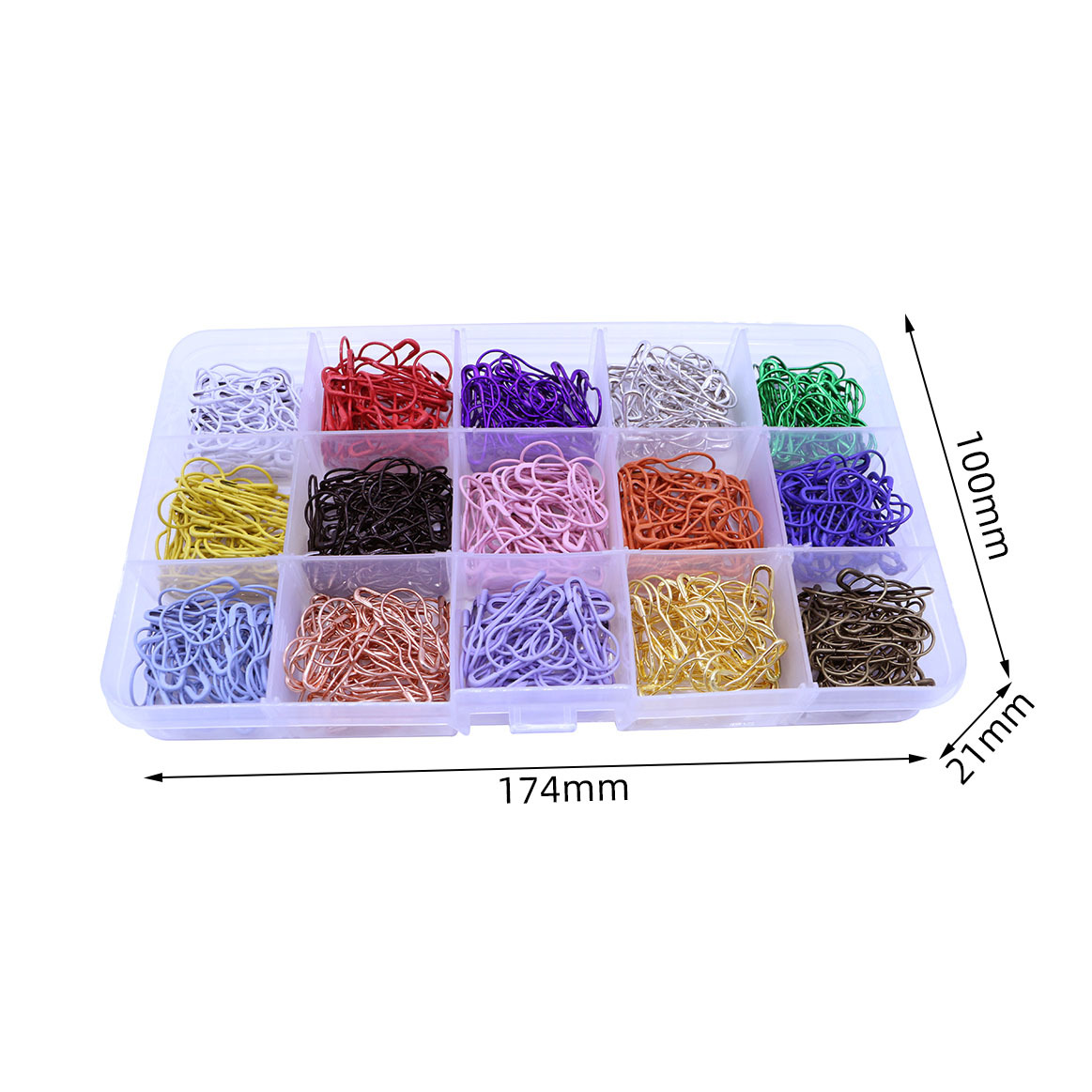 15色450枚透明盒装葫芦别针套装 服装吊牌彩色安全别针工厂批发详情3