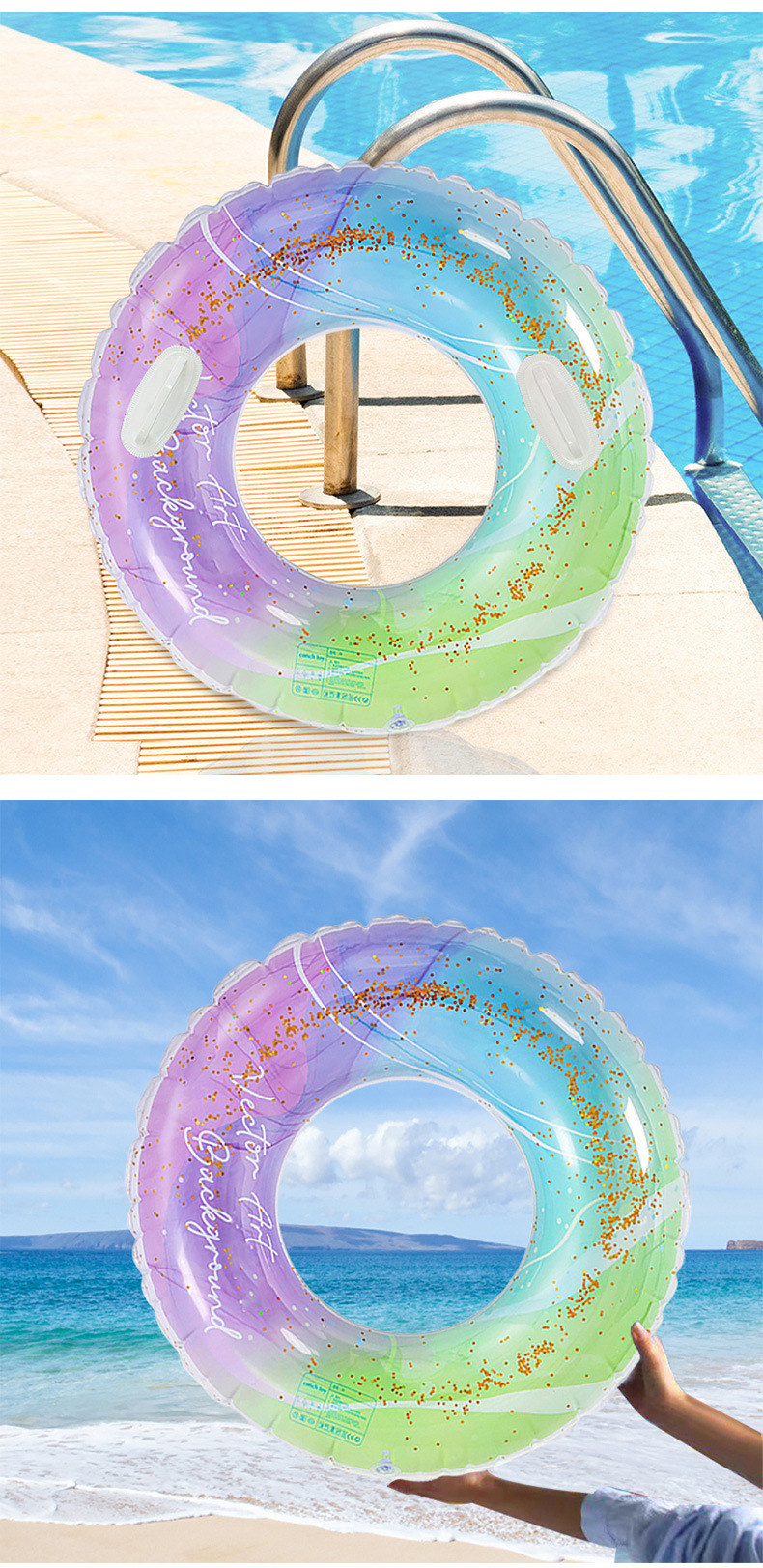 Wholesale of cross-border best-selling new swimming rings, sequined starry sky swimming rings, water swimming rings, adult armpit life buoys pic 7